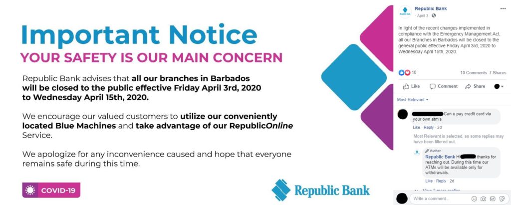 After being branded fake news, Republic Bank had to update this image to indicate that it was for Barbados